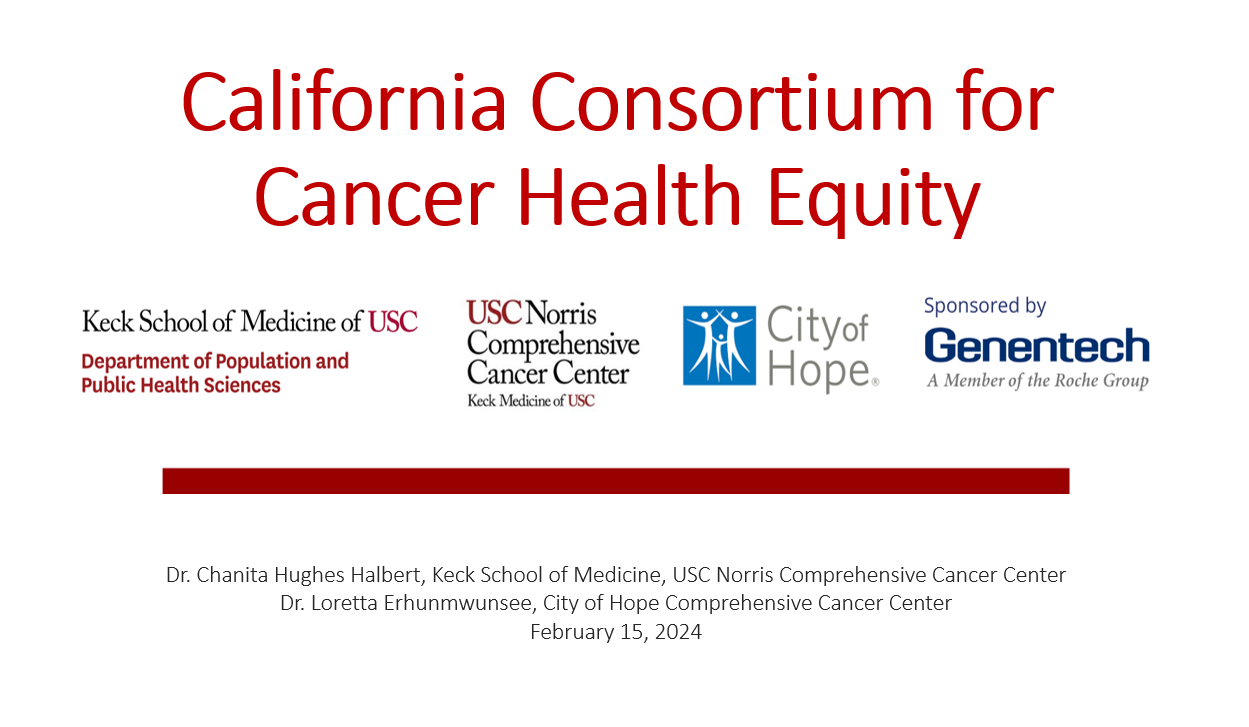 California Consortium for Cancer Health Equity slide deck cover