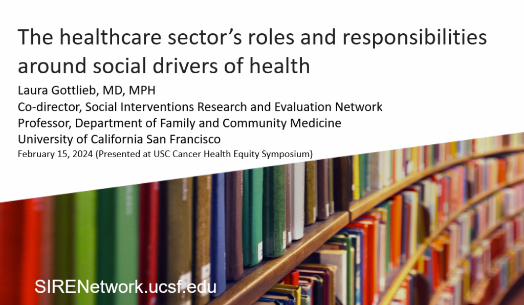 The healthcare sector's roles and responsibilities around social drivers of health slide deck cover